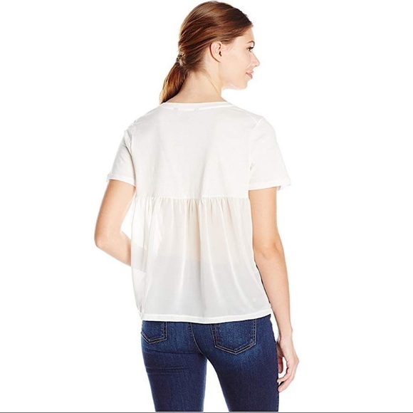 French Connection White Hopper Short Sleeve Sheer Back Modal Top Size XS - Picture 7 of 8